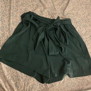 A New Day High waisted paper bag shorts emerald green